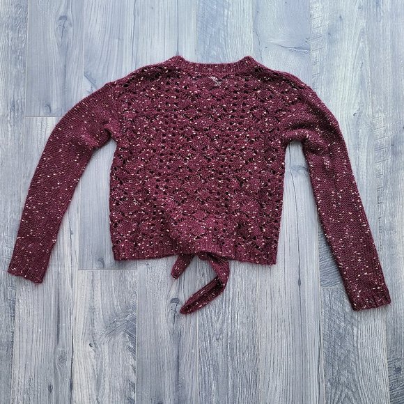 Burgandy and Gold Shimmer Crochet Soft Sweater XS - Picture 3 of 5